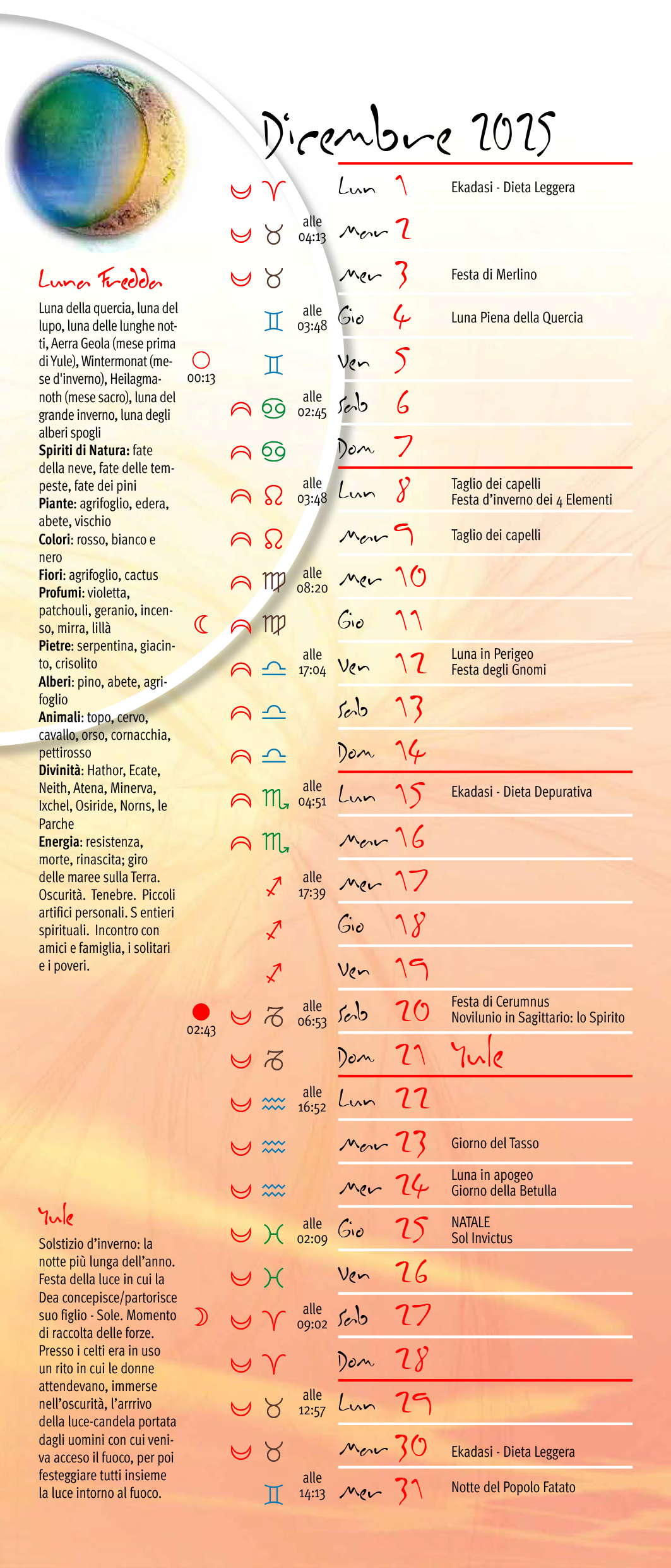 Calendario lunare dicembre 2025