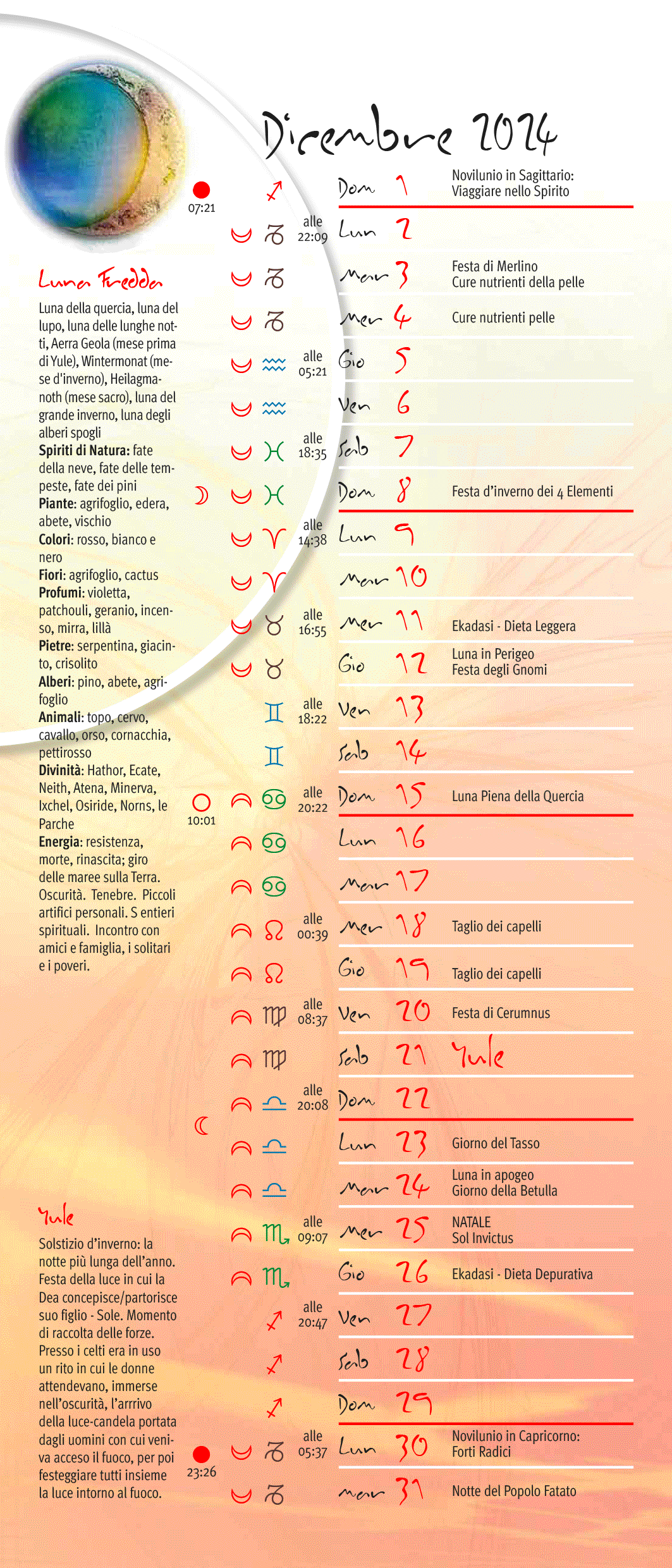 Calendario lunare dicembre 2024